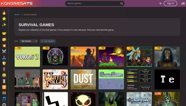 kongregate.com homepage screenshot