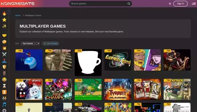 kongregate.com homepage screenshot