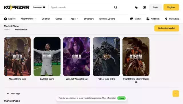kopazar.com homepage screenshot