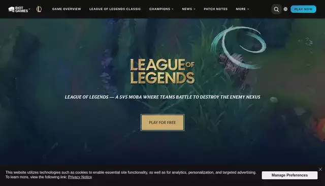 leagueoflegends.com homepage screenshot