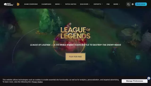 leagueoflegends.com homepage screenshot