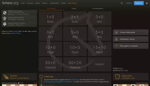 lichess.org homepage screenshot