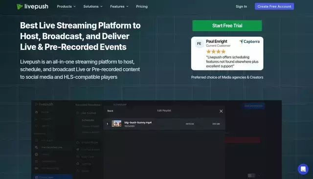 livepush.io homepage screenshot