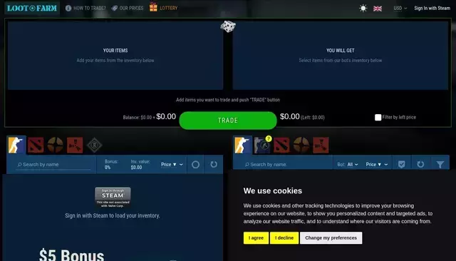 loot.farm homepage screenshot