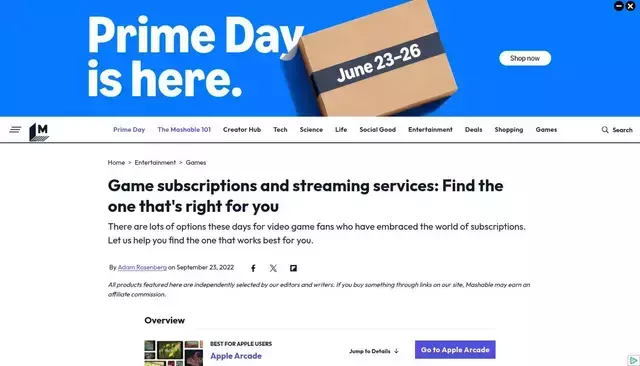 mashable.com homepage screenshot