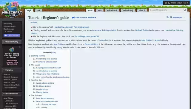 minecraft.wiki homepage screenshot
