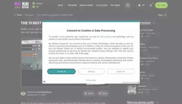 minireview.io homepage screenshot