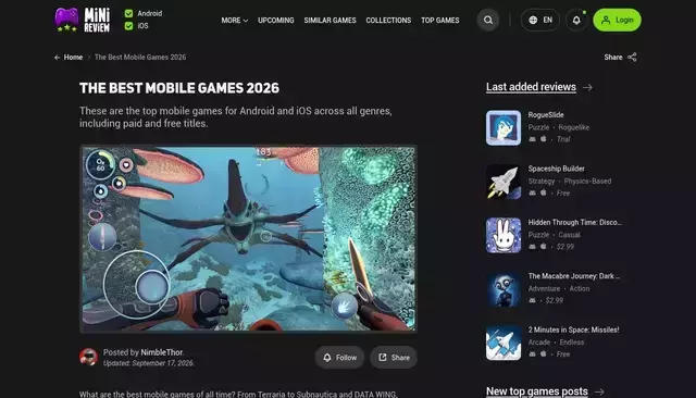 minireview.io homepage screenshot