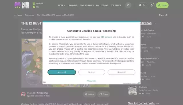 minireview.io homepage screenshot