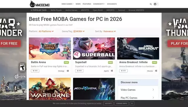 mmobomb.com homepage screenshot