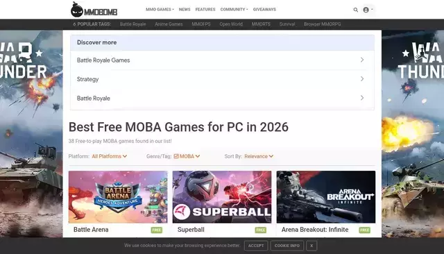 mmobomb.com homepage screenshot