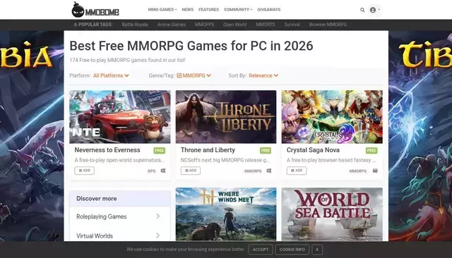 mmobomb.com homepage screenshot