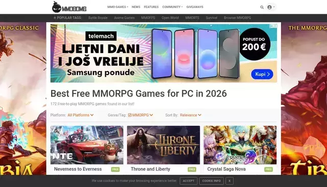 mmobomb.com homepage screenshot