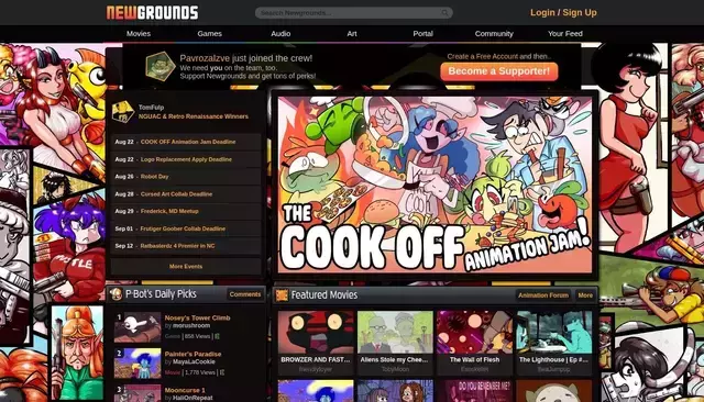 newgrounds.com homepage screenshot