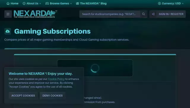 nexarda.com homepage screenshot