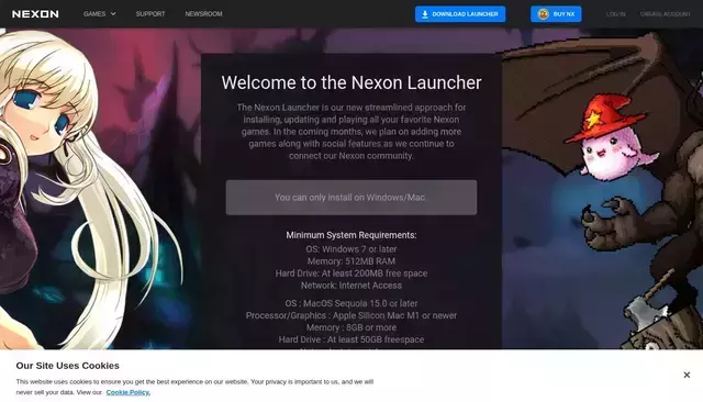 nexon.com homepage screenshot