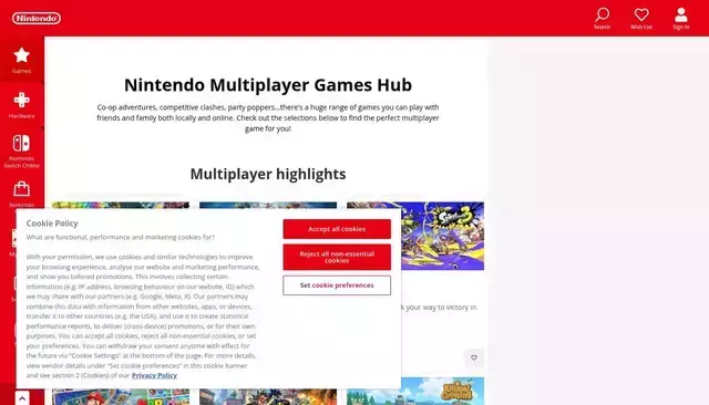 nintendo.com homepage screenshot