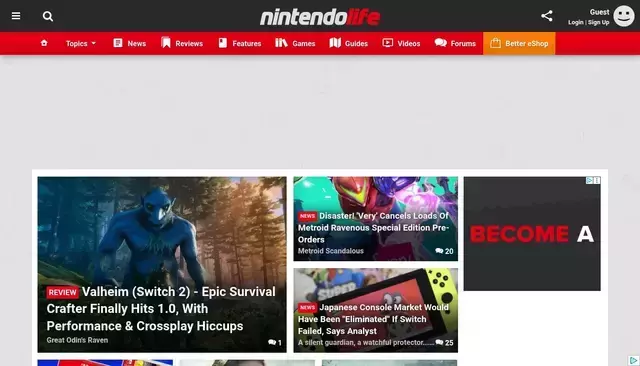 nintendolife.com homepage screenshot
