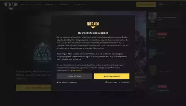nitrado.net homepage screenshot
