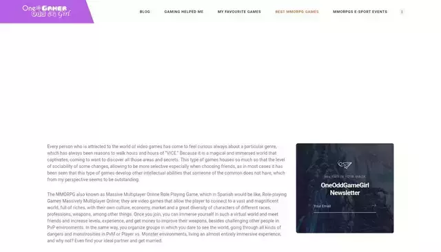 oneoddgamergirl.net homepage screenshot