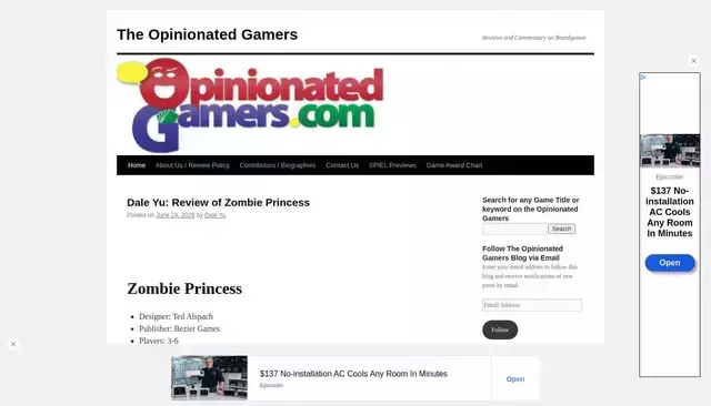 opinionatedgamers.com homepage screenshot
