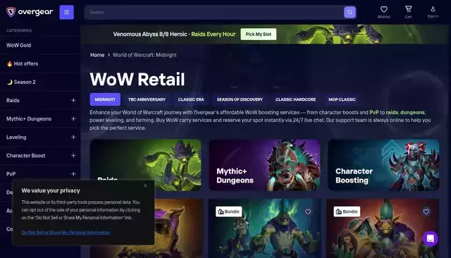 overgear.com homepage screenshot