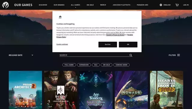 paradoxinteractive.com homepage screenshot