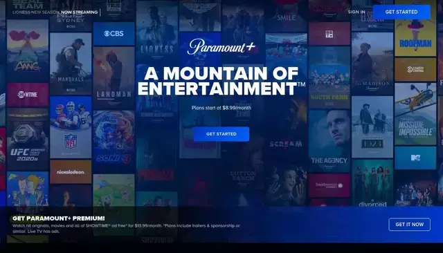 paramountplus.com homepage screenshot