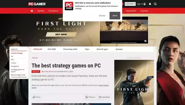 pcgamer.com homepage screenshot