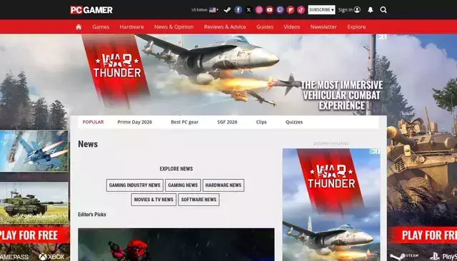 pcgamer.com homepage screenshot