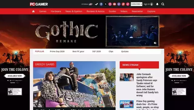 pcgamer.com homepage screenshot