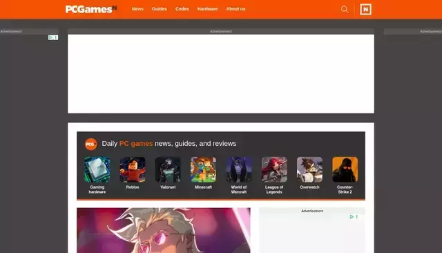 pcgamesn.com homepage screenshot