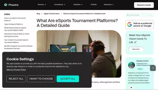 phaedrasolutions.com homepage screenshot