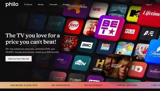 philo.com homepage screenshot