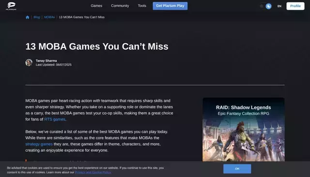 plarium.com homepage screenshot