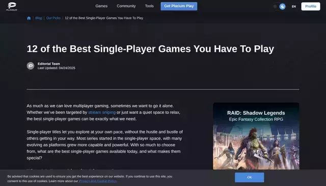 plarium.com homepage screenshot
