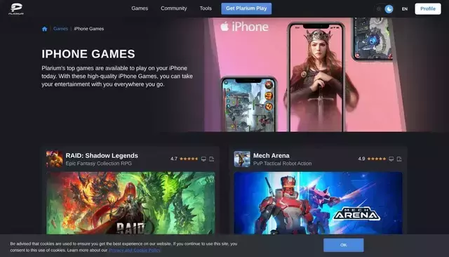 plarium.com homepage screenshot