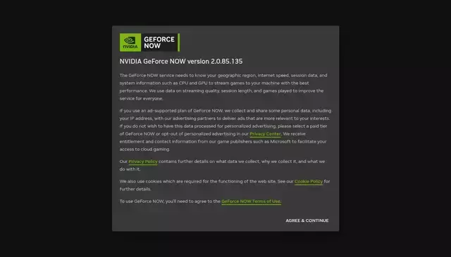 play.geforcenow.com homepage screenshot