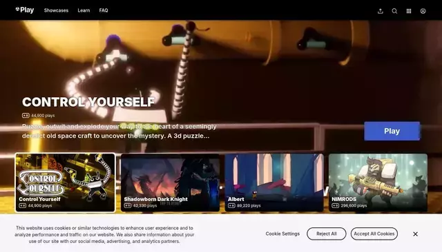play.unity.com homepage screenshot