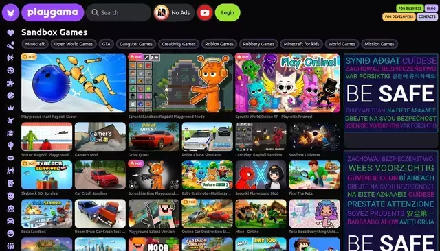 playgama.com homepage screenshot