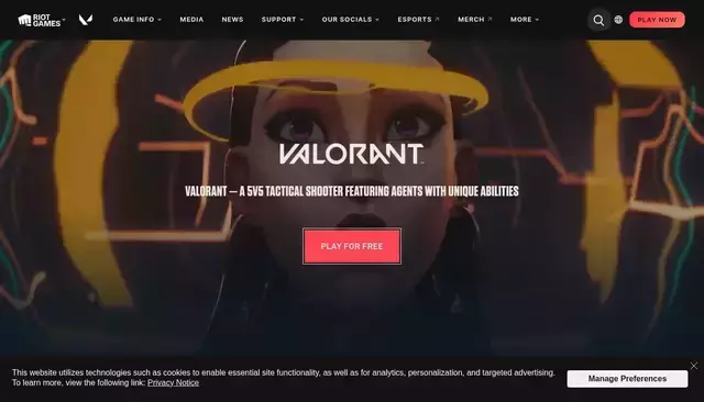 playvalorant.com homepage screenshot