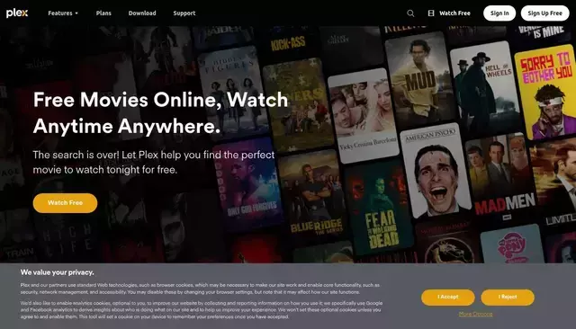 plex.tv homepage screenshot