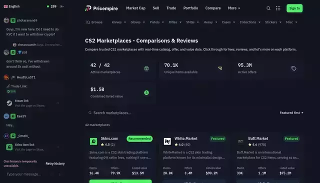 pricempire.com homepage screenshot