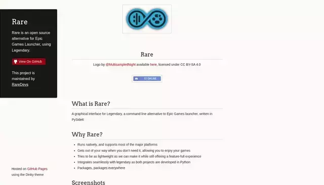 raredevs.github.io homepage screenshot