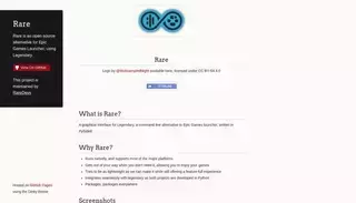 Git Hub Rare | Rare is an open source alternative for Epic Games Launcher, using Legendary.