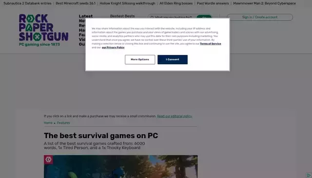 rockpapershotgun.com homepage screenshot