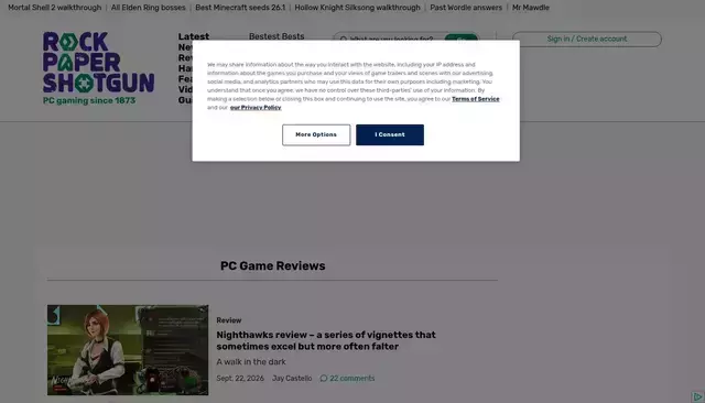 rockpapershotgun.com homepage screenshot