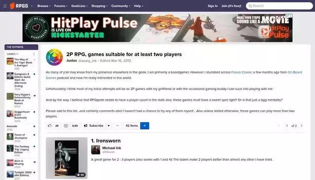 rpggeek.com homepage screenshot