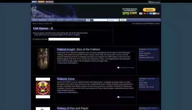 rpgwatch.com homepage screenshot