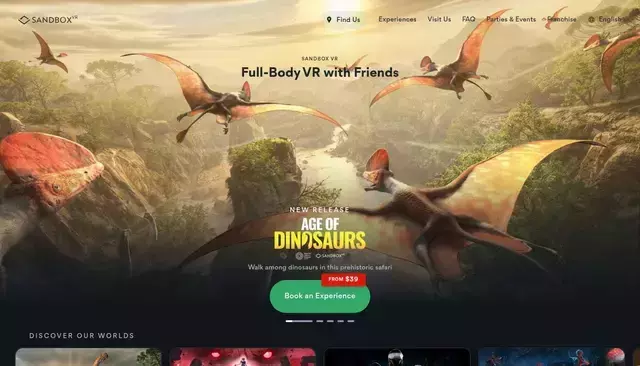 sandboxvr.com homepage screenshot